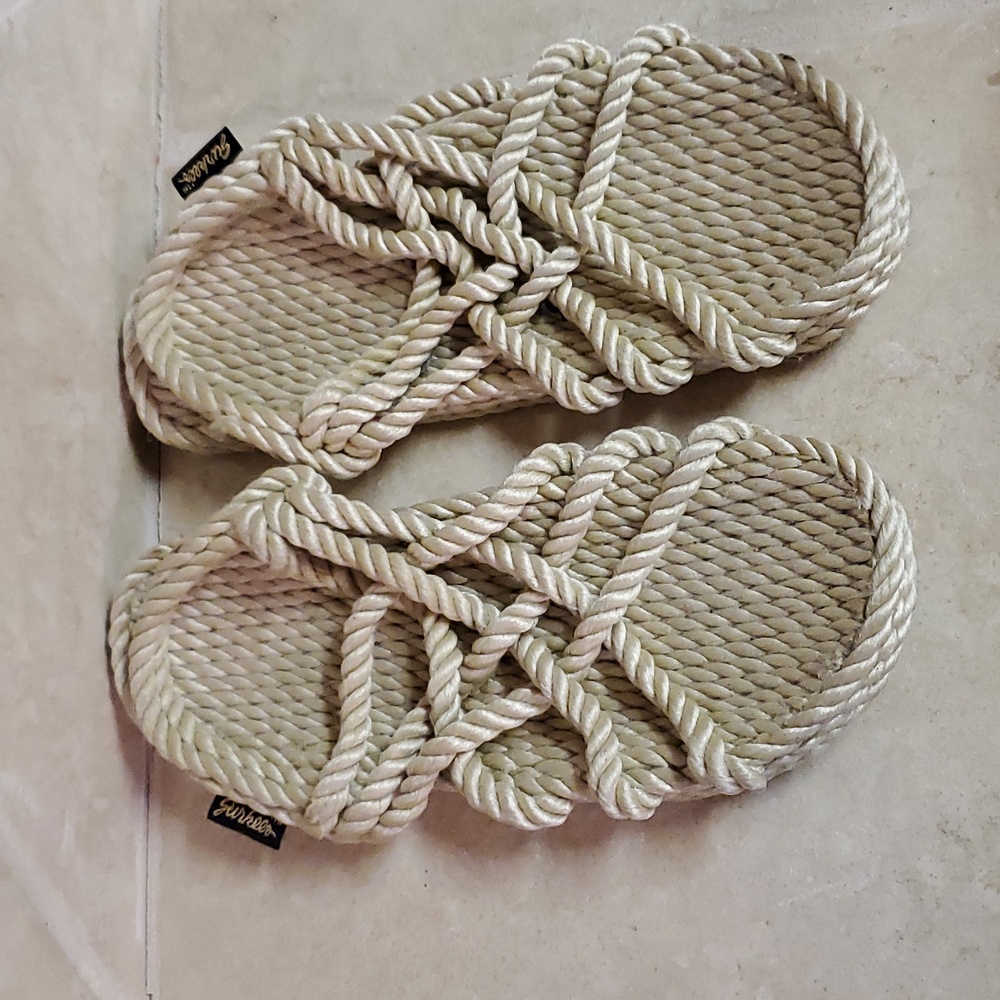 Gurkees Cream Rope Sandals